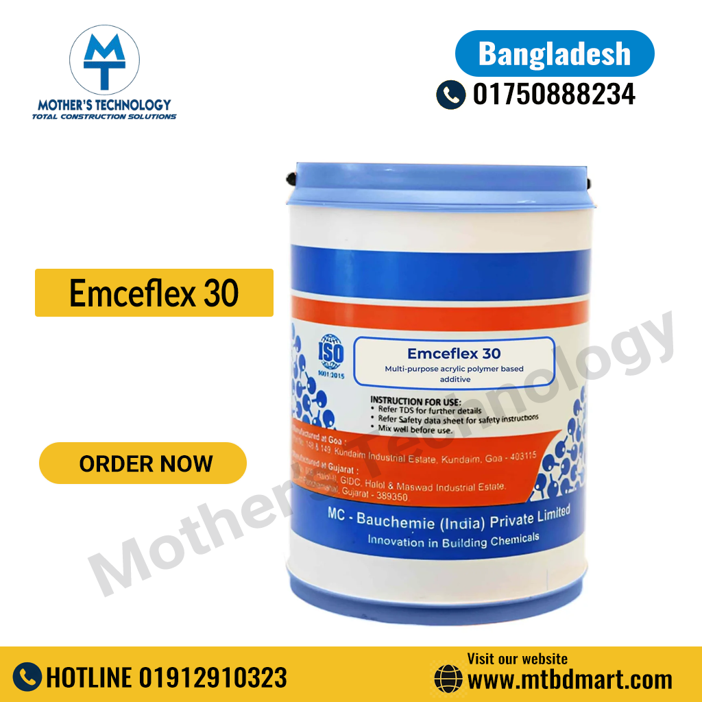 Emceflex 30 acrylic polymer admixture used for waterproofing, bonding, and concrete repair in Bangladesh