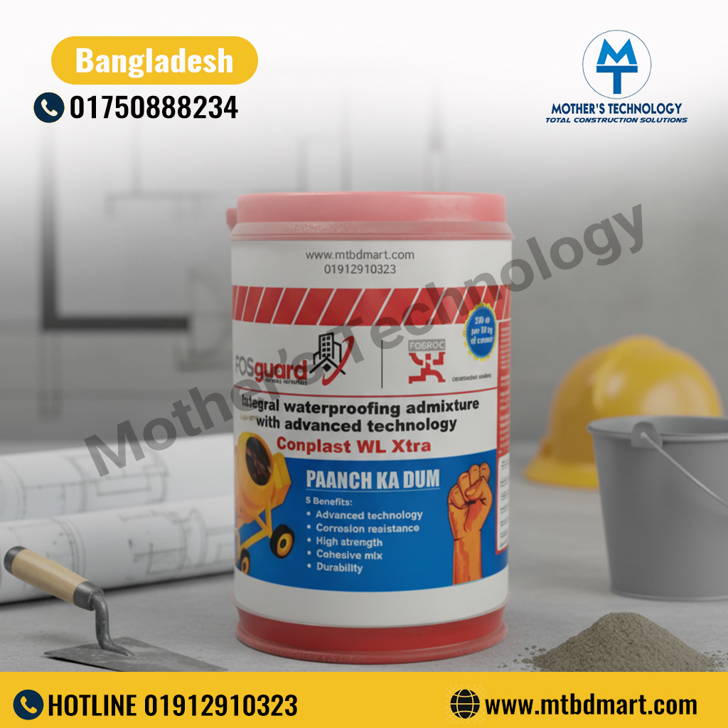 Conplast WL XTRA is a liquid integral waterproofing compound that improves durability and reduces permeability of concrete and mortar.