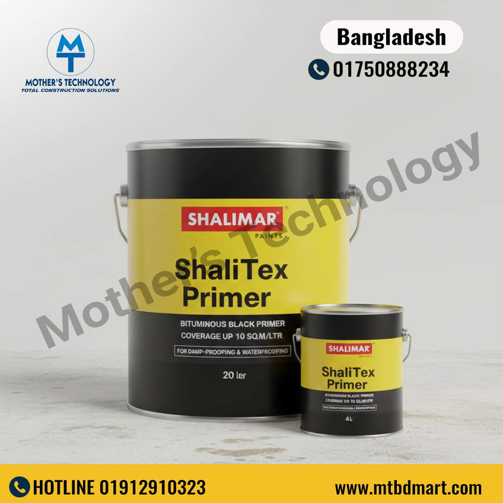 ShaliTex Primer is a solvent-based bituminous primer used for surface preparation before applying waterproofing membranes.