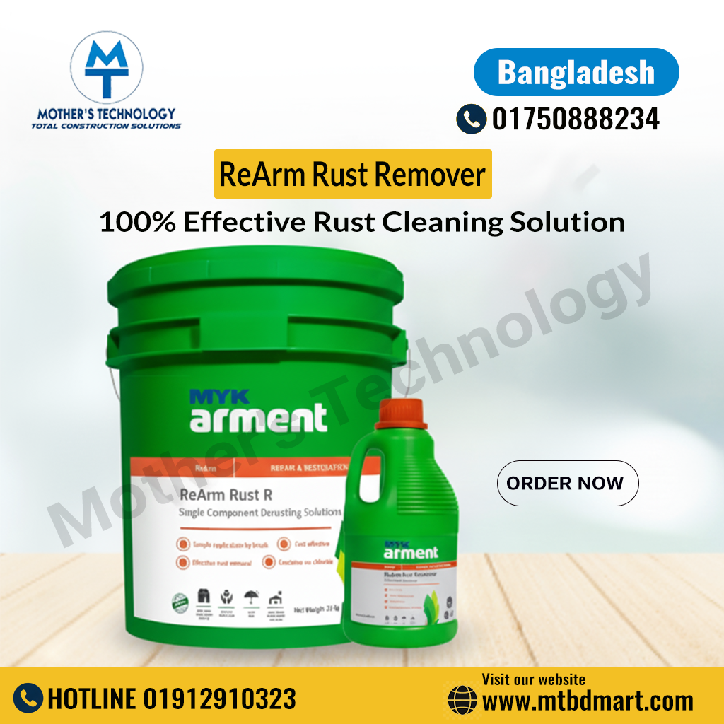 ReArm Rust Remover used to remove rust and corrosion from steel bars and metal surfaces in construction projects